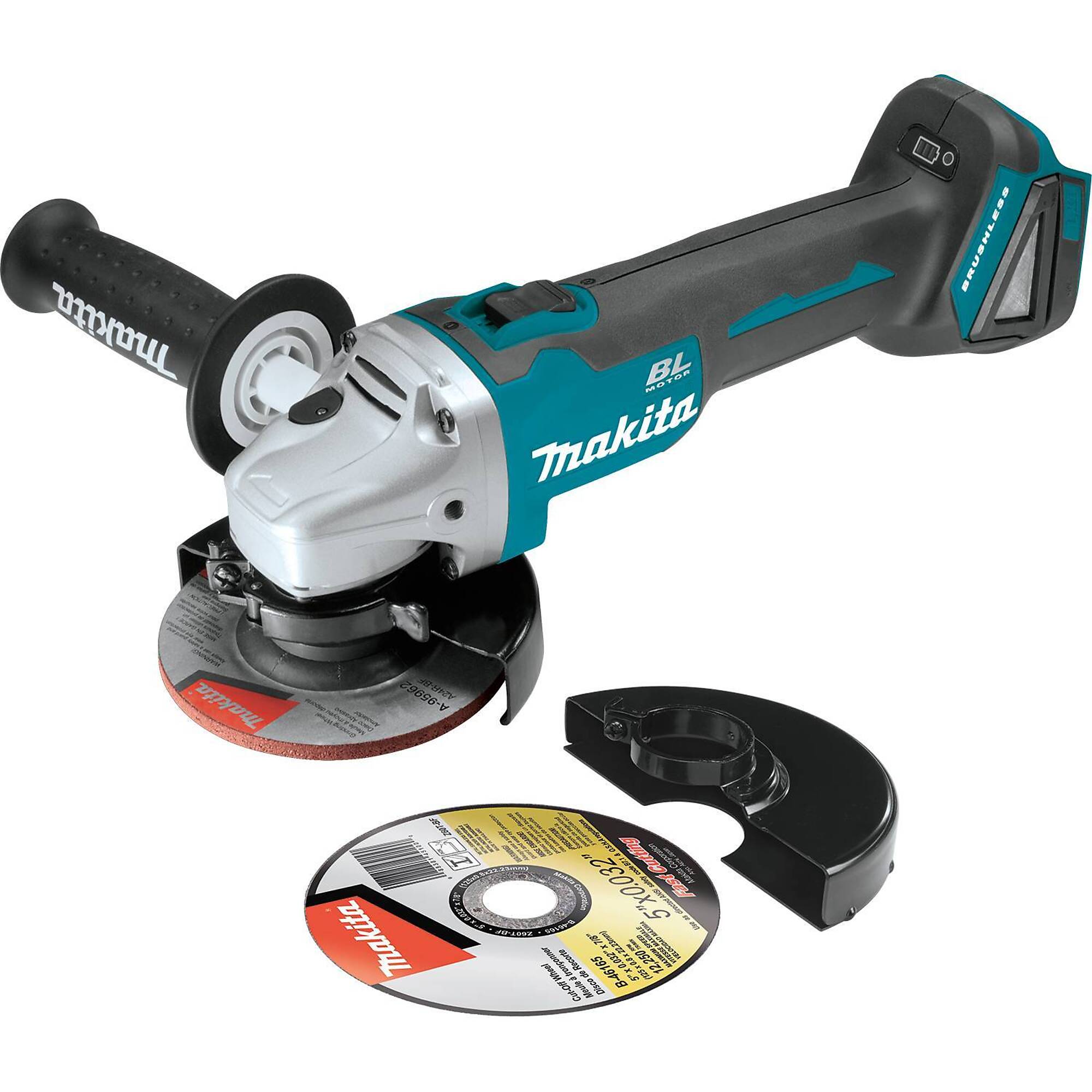 Makita® 18V LXT® Brushless 4-1/2" / 5" Slide Switch Cut-Off/Angle Grinder, Lock-On, AFT®, Model# XAG04Z